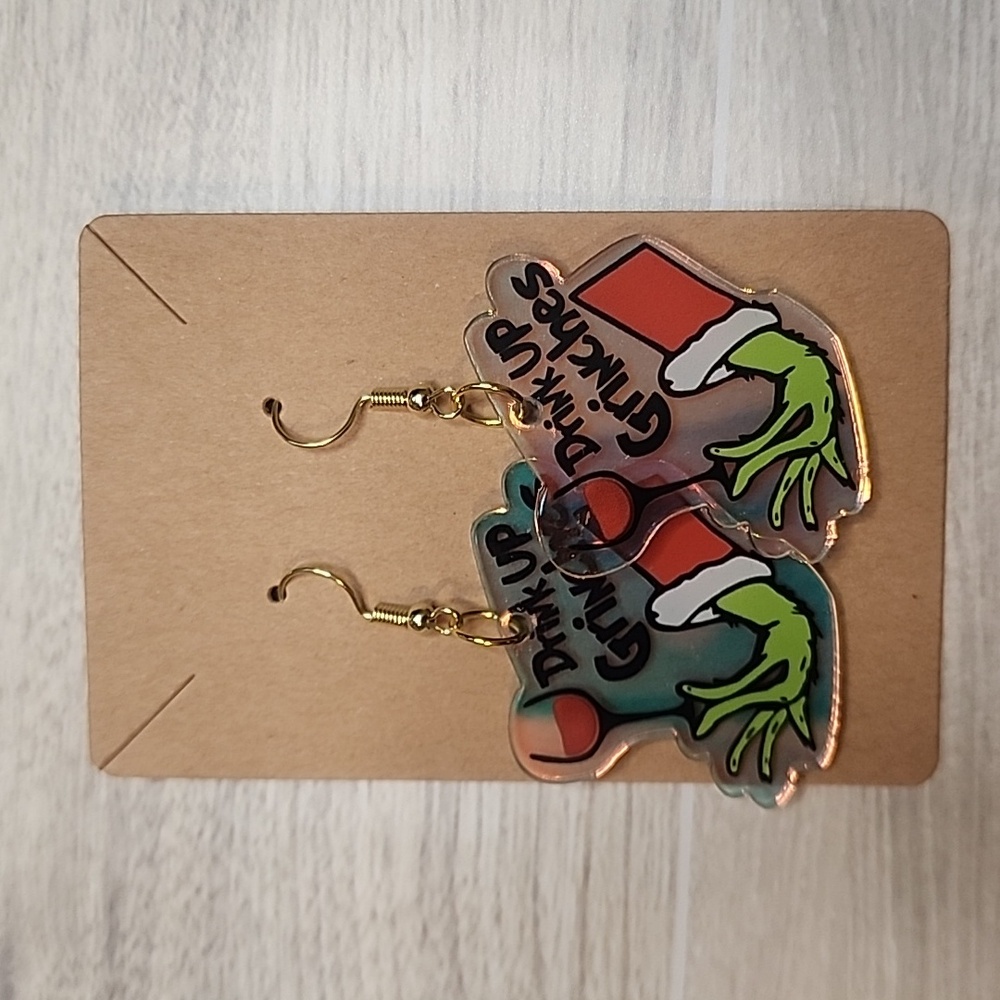 Drink Up Grinches Gold Hypoallergenic Earrings